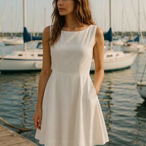 NWT Polo Ralph Lauren Dress White Cotton Pique Aline Casual SZ14 Preppy Nautical